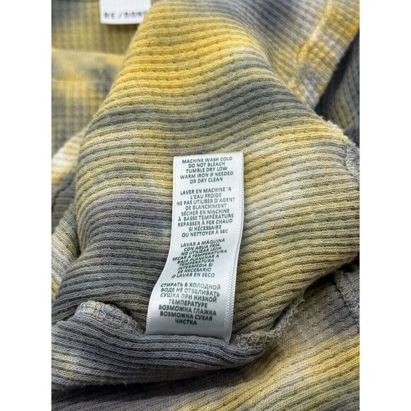 RE/DONE Long Sleeve Thermal Top Tie Dye Yellow Gray Size L Boho Hippie Festival - Picture 7 of 8
